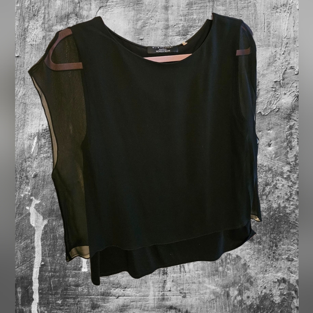 Elie Tahari for Nordstrom Silk Elegant Black Sleeveless Top